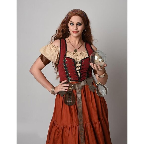 Renaissance Costume Belt Set Leather Pouches Bottles for LARP & Festivals